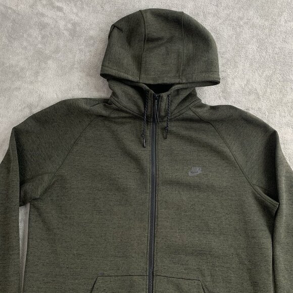 Nike Jacket Mens XL AW77 Tech Fleece Full Zip Sweatshirt Hooded Green 559592-325 - Picture 4 of 9